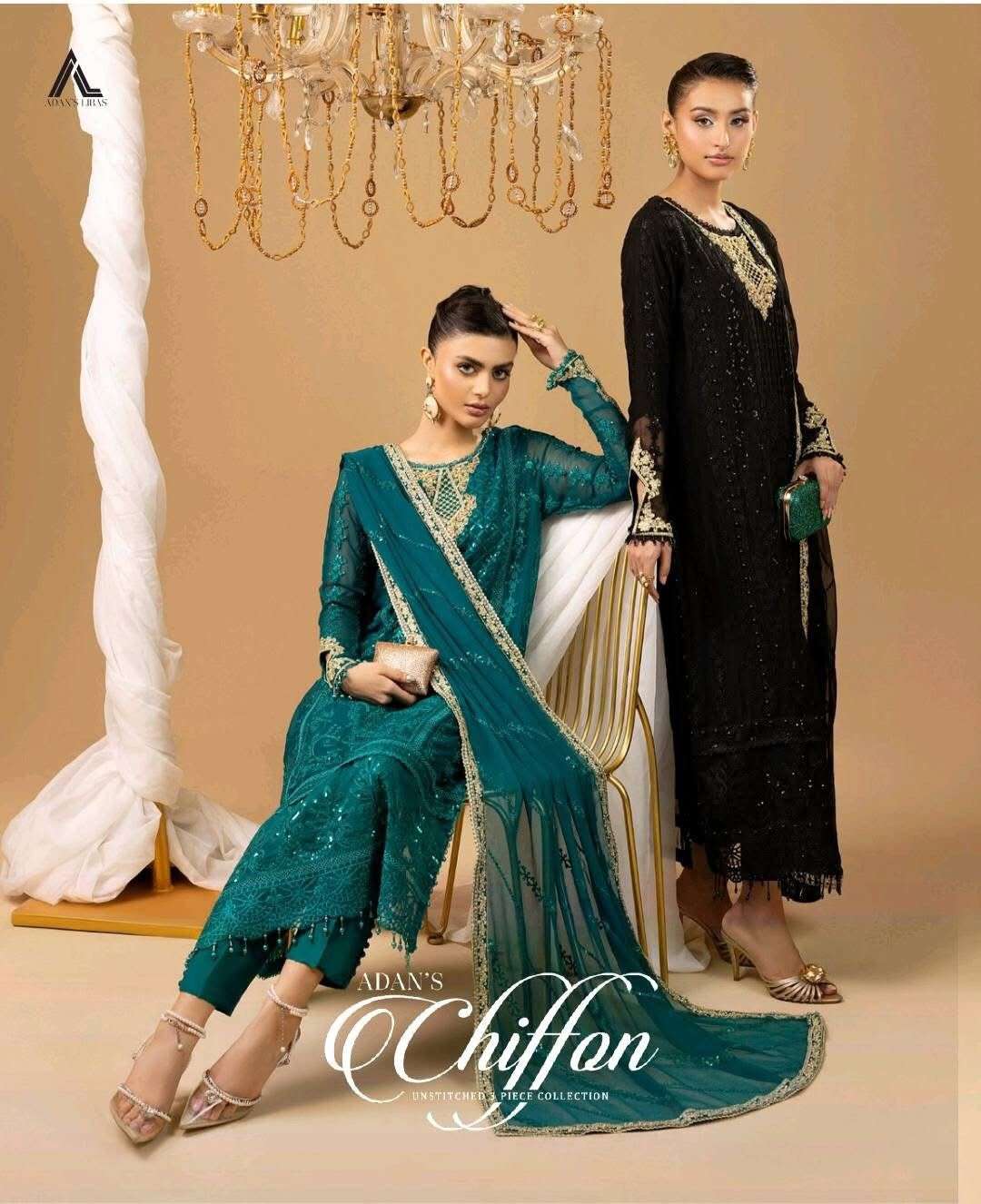 CHIFFON UNSTITCHED 3 Piece COLLECTION 2025 by ADANS